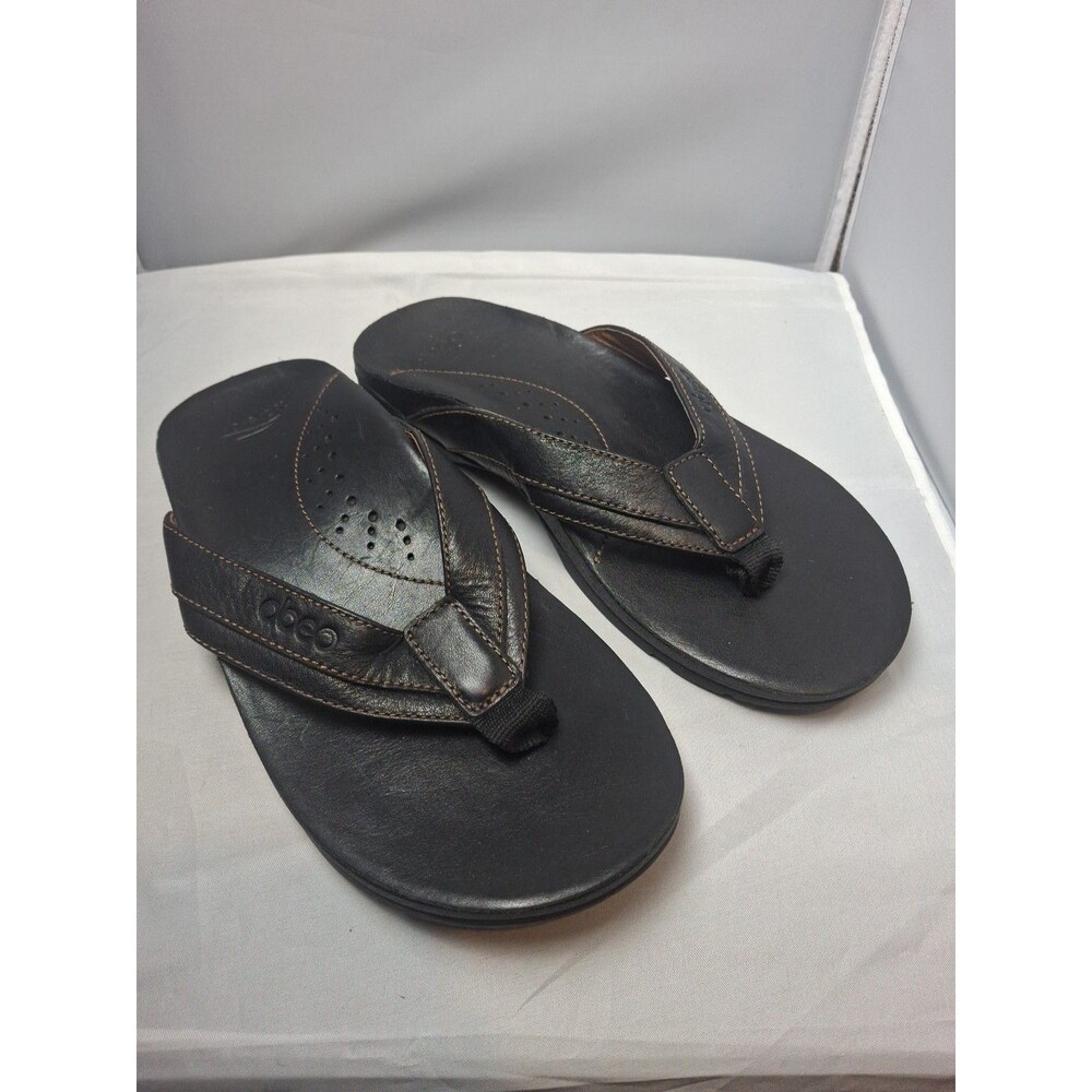 ABEO B.I.O System Women's Black Leather Orthotic Flip Flops Sandals Size 8